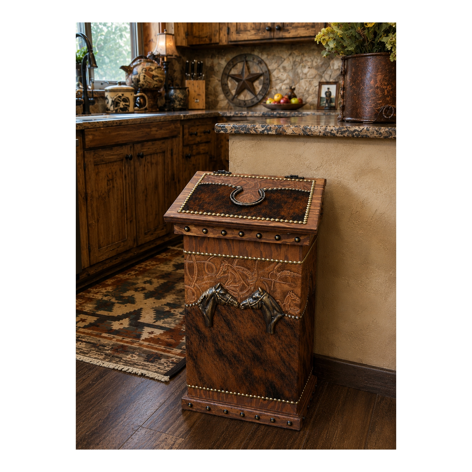 Western Horse Bridle Wastebasket Hamper